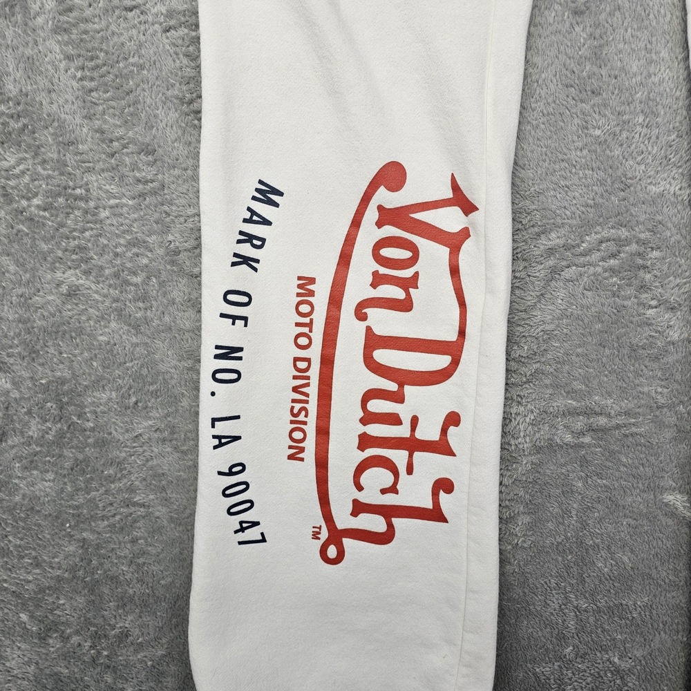 Von Dutch Women's White Graphic Sweatpants Joggers Y2K Logo Size Large Tall - Picture 3 of 12